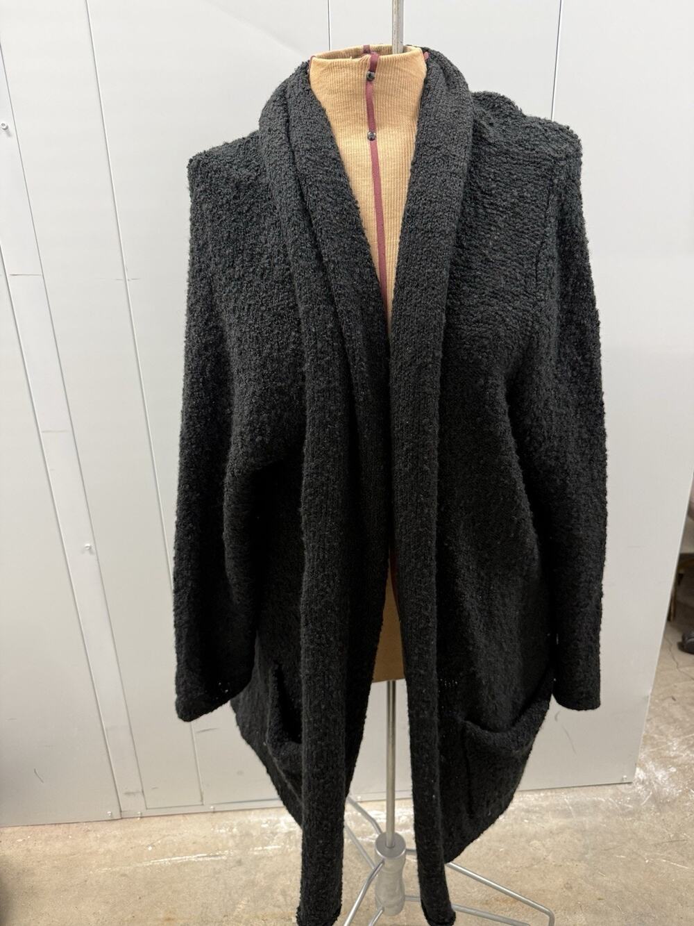 Falls Creek Cardigan Sweater Women's 3X Open Front Black Knit Dragon Fly Pin